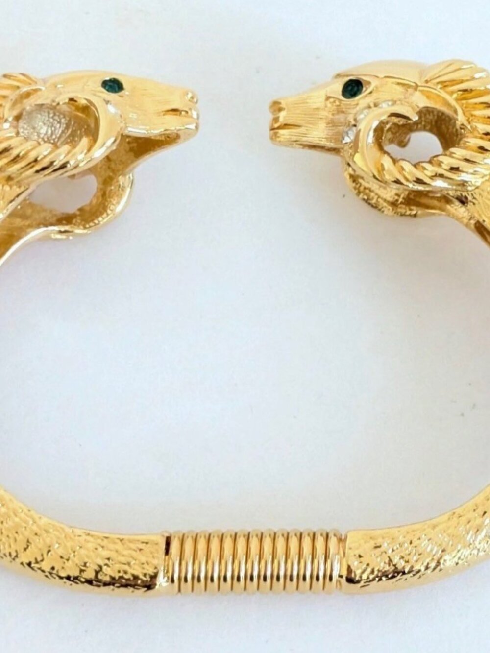 VTG KJL Kenneth J Lane for Avon Ram's Head Rhinestone Bracelet Gold Tone